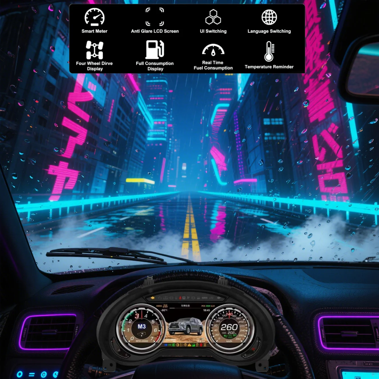 

12,3-дюймовый ЖК-дисплей для Lexus GX400 GX460 2010-2021, приборная панель, автомобильный цифровой кластерный спидометр, автомобильный инструмент, виртуальная система Linux