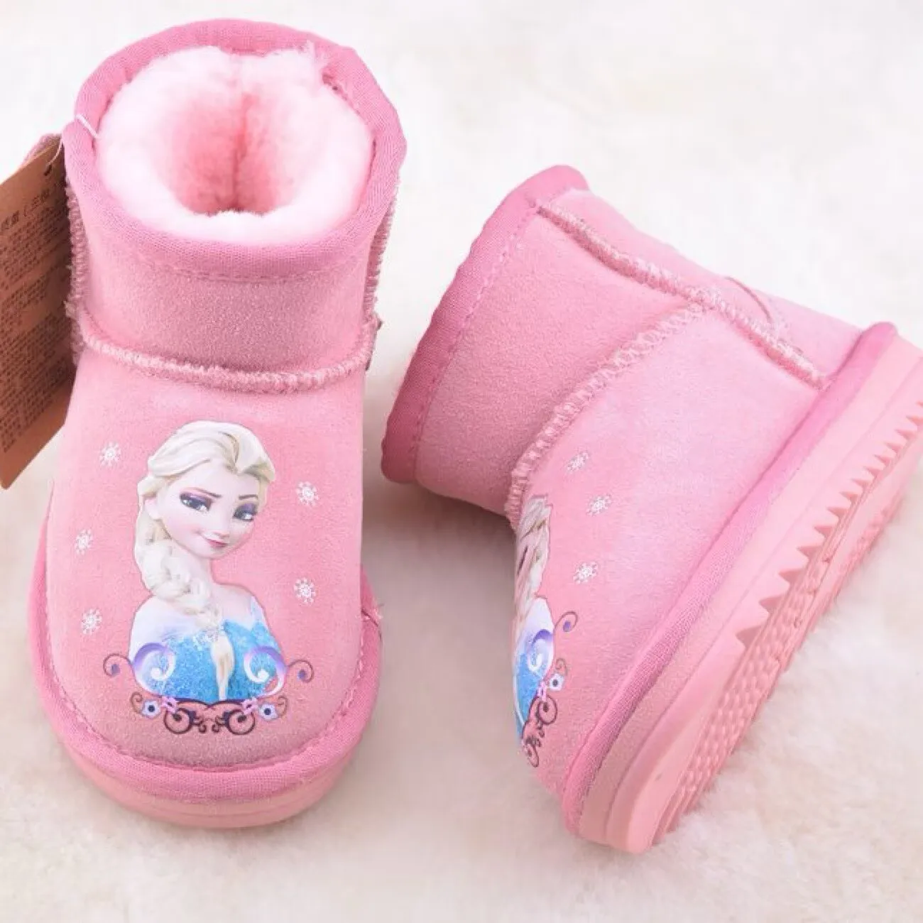 Disney girls snow boots winter plush warm anti-skid casual shoes Thickened baby rain boots