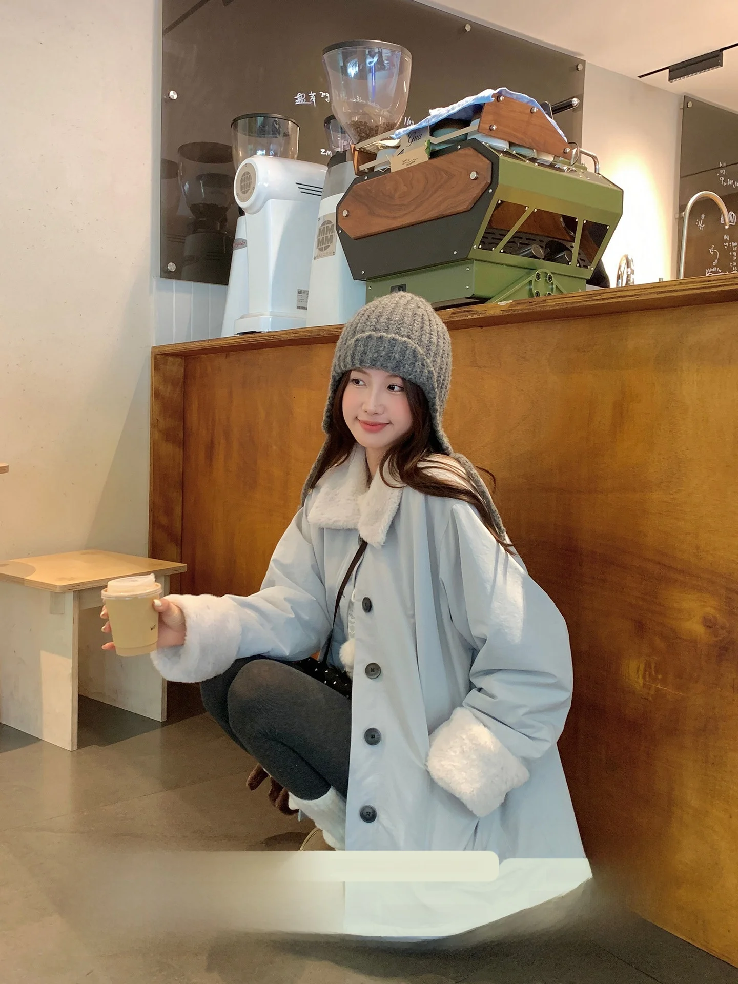 

Женская зимняя свободная куртка-пальто CheeseBunny с воротником из овечьей шерсти, утепленная, маленького размера, повседневная, в корейском стиле, с длинными рукавами