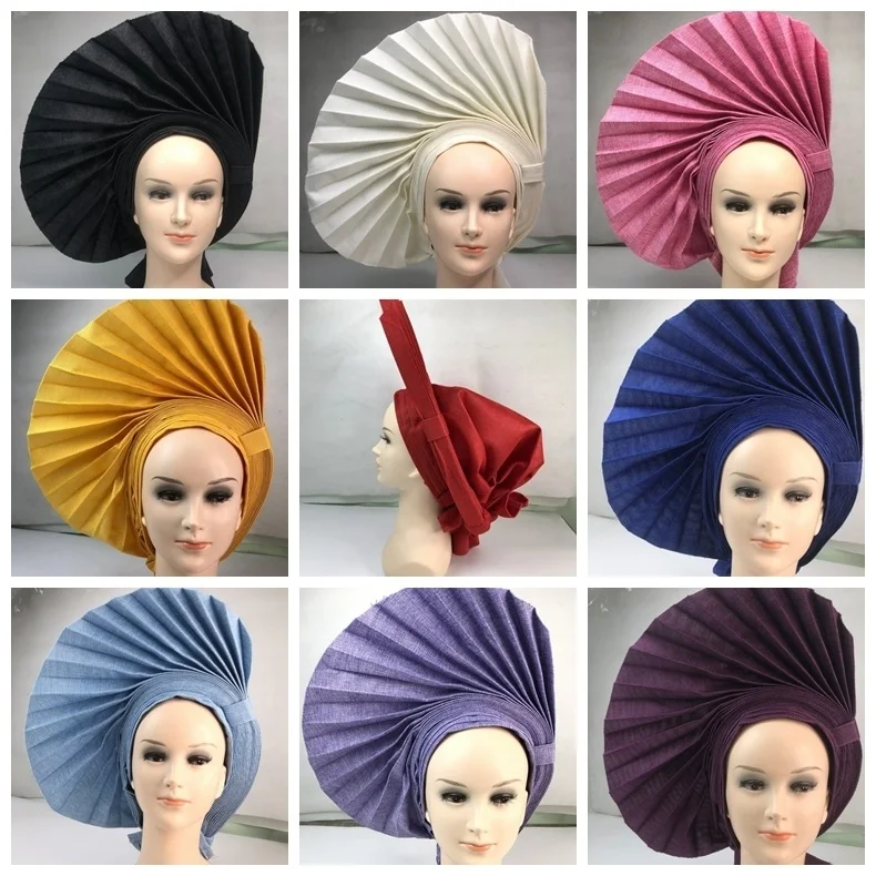 Wedding Nigerian Gele Headtie Already Made Gele Turban Cap African Auto Gele Aso Oke Headtie Nigerian Headtie Latest Multi Color