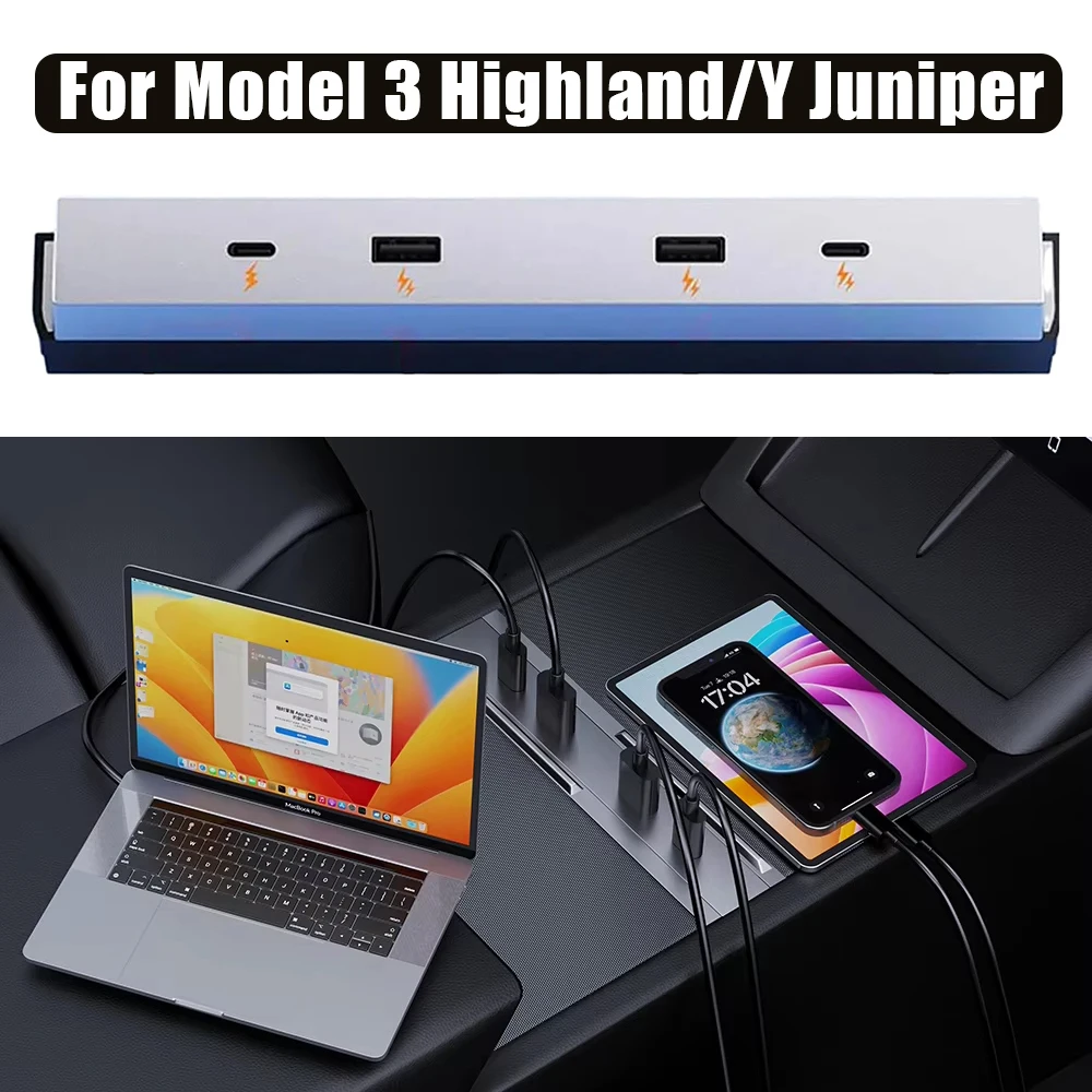 

Central Control Type-C USB HUB USB Hub For Tesla Model YL Y Launch Juniper 27W-65W Fast Charging Model 3 Highland Expansion Dock