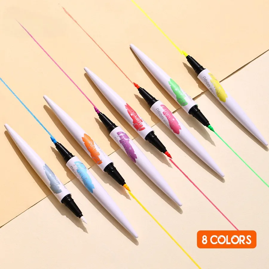 UV Glow Eyeliner Pencil Waterproof Sweatproof Long Lasting Neon Fluorescent Liquid Eyeliner Face Paint Makeup
