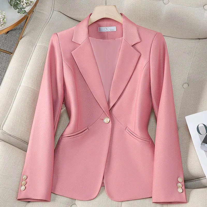 

2025 Spring Autumn Blazers Coats Women Suit Jacket Casual Tops Female Outerwear Slim Lattice Office Blazers Windbreaker Coat