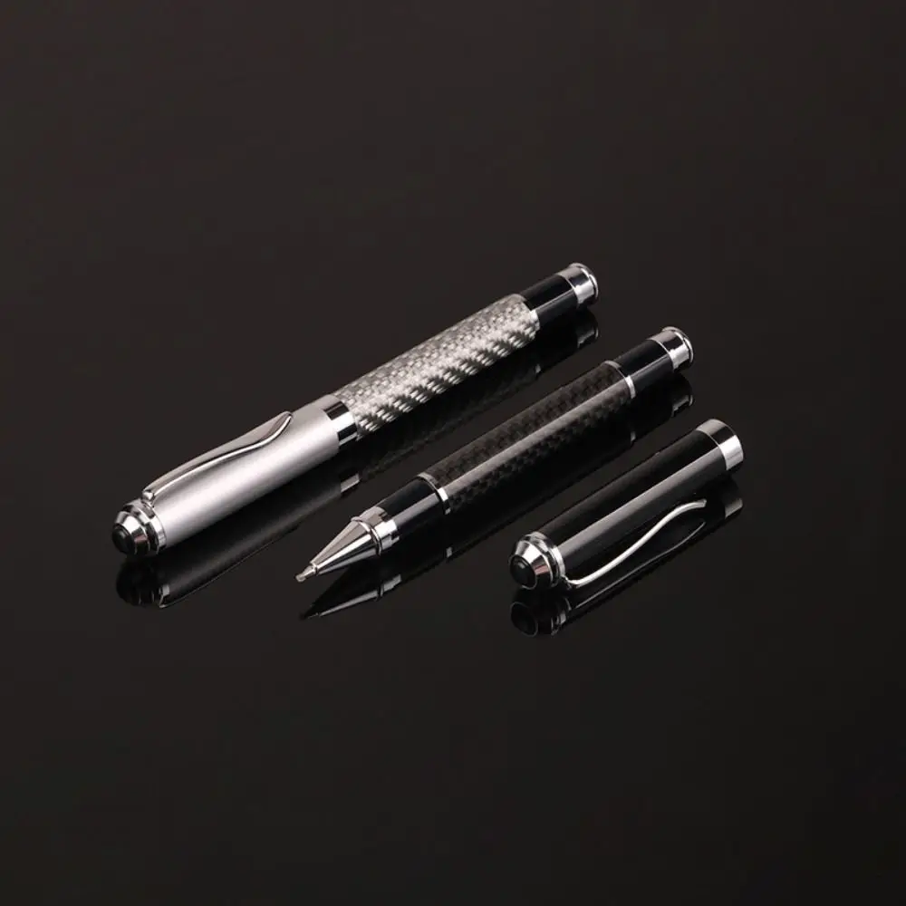 Carbon Fiber Fiber Signature Pen Smooth Golden Metal Signature Pen Black Refill 0.5mm Premium Gel Pens Present