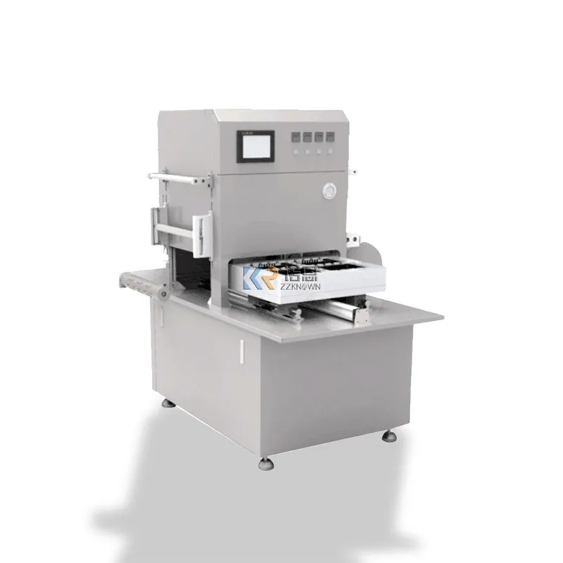 Automatische Kunststoff Mahlzeit Lebensmittel Salat Tablett Versiegelung Kunststoff Box Tablett Versiegelung Maschine Vakuum Schüssel Vakuum Karte Tablett Verpackung Maschine
