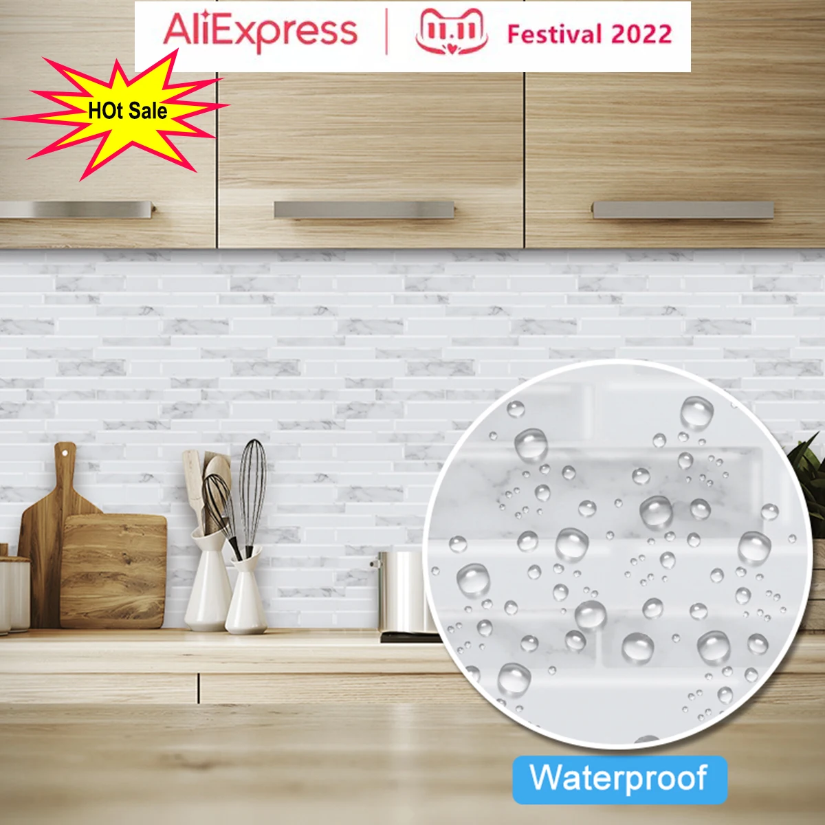 

Self Adhesive Bathroom Wall Paper Tiles Vinyl Wall Stickers 3D Kitchen Stickers Wall