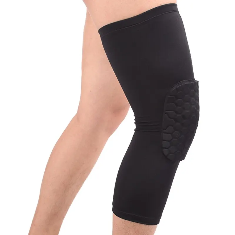 Long Knee Pads Leg Sleeve Honeycomb Anti Collision Compression for Volleyball Gym Running Workout Sports