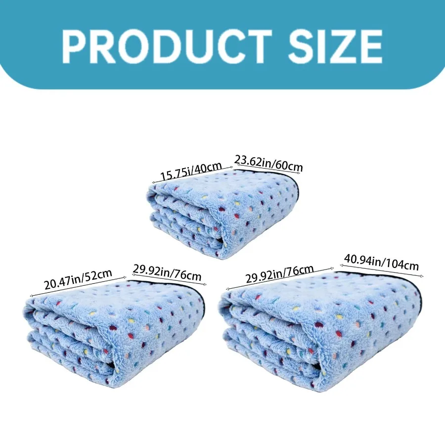Coral Fleece Flannel Pet Blanket Double-Sided Soft Dot Pattern Throw for Dogs Cats Puppy Kitten for Pet Beds Kennels Crate Car view 3