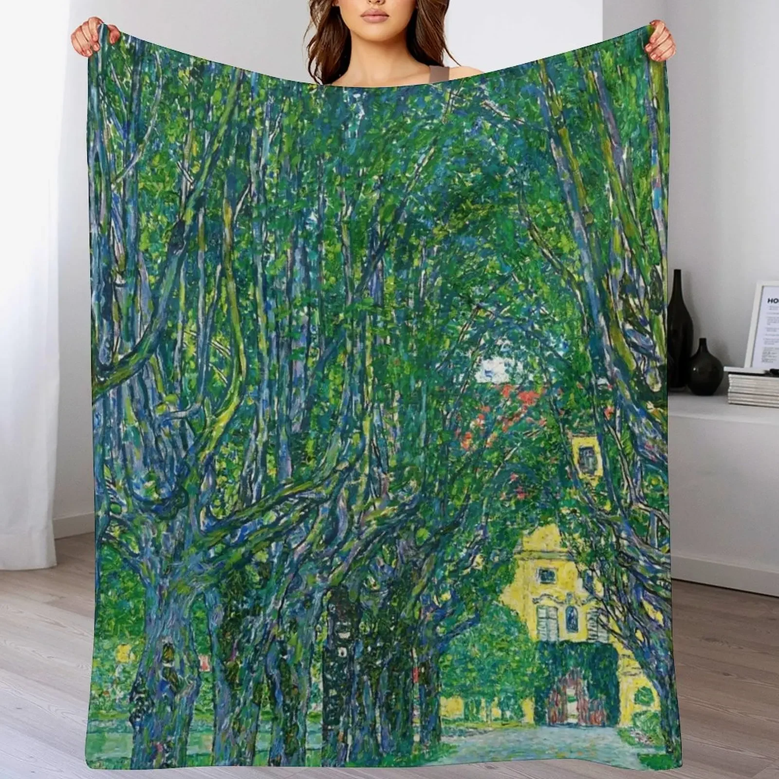 Avenue in the Park of Schloss Kammer, by Gustav Klimt Throw Blanket Thermals For Travel Hairys Blankets