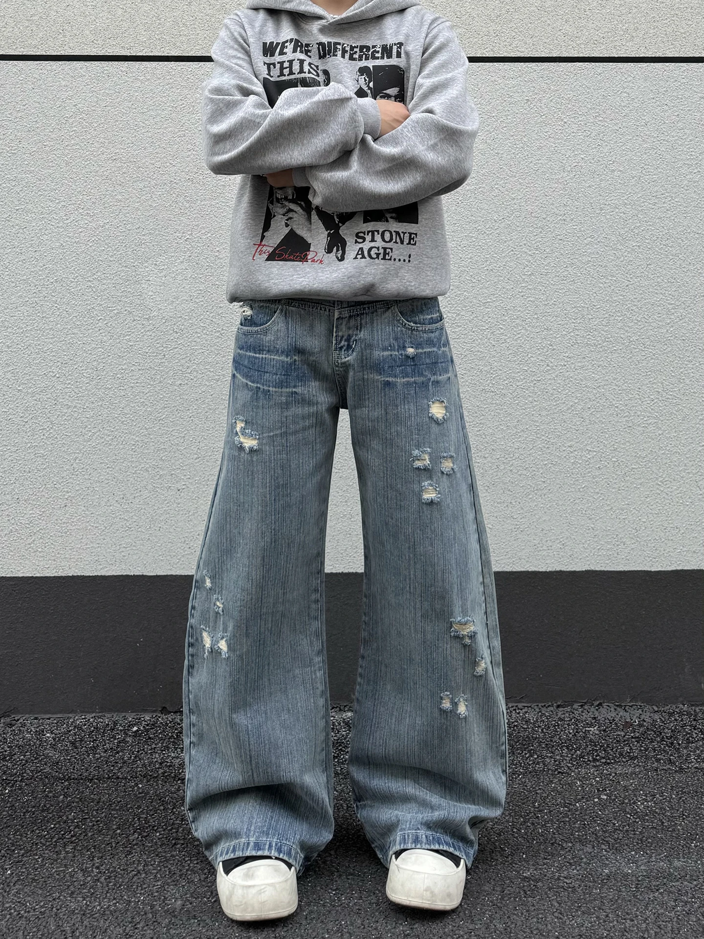 

Мужские джинсы Cleanfit Bla в американском ретро-стиле, свободные, широкие, длинные брюки с эффектом потертости и бамбуковой текстурой