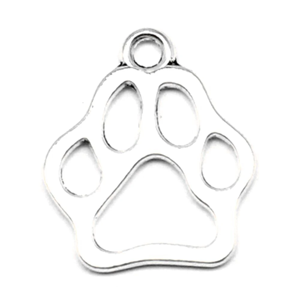 Dog Paws Charms Jewellery Making Pendants Findings For Diy Design Jewelri 16x20mm 20pcs Antique Silver Color