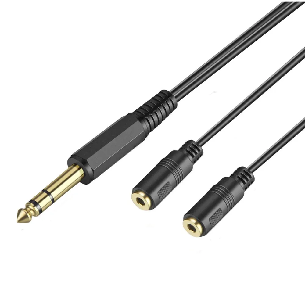 6.35 Mm Male To 2 6.35 Mm 3.5mm Female Adapter Cable 1/4 6.35mm Plug To Dual 6.35mm 3.5 mm Jack Y Splitter Stereo Audio Cord 0.2