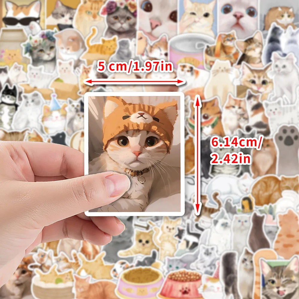 10/30/50/100Pcs Cute Cartoon Cat Stickers Kawaii Animal Cat Vintage Sticker Scrapbooking Laptop Phone Cup Guitar Kids Decals