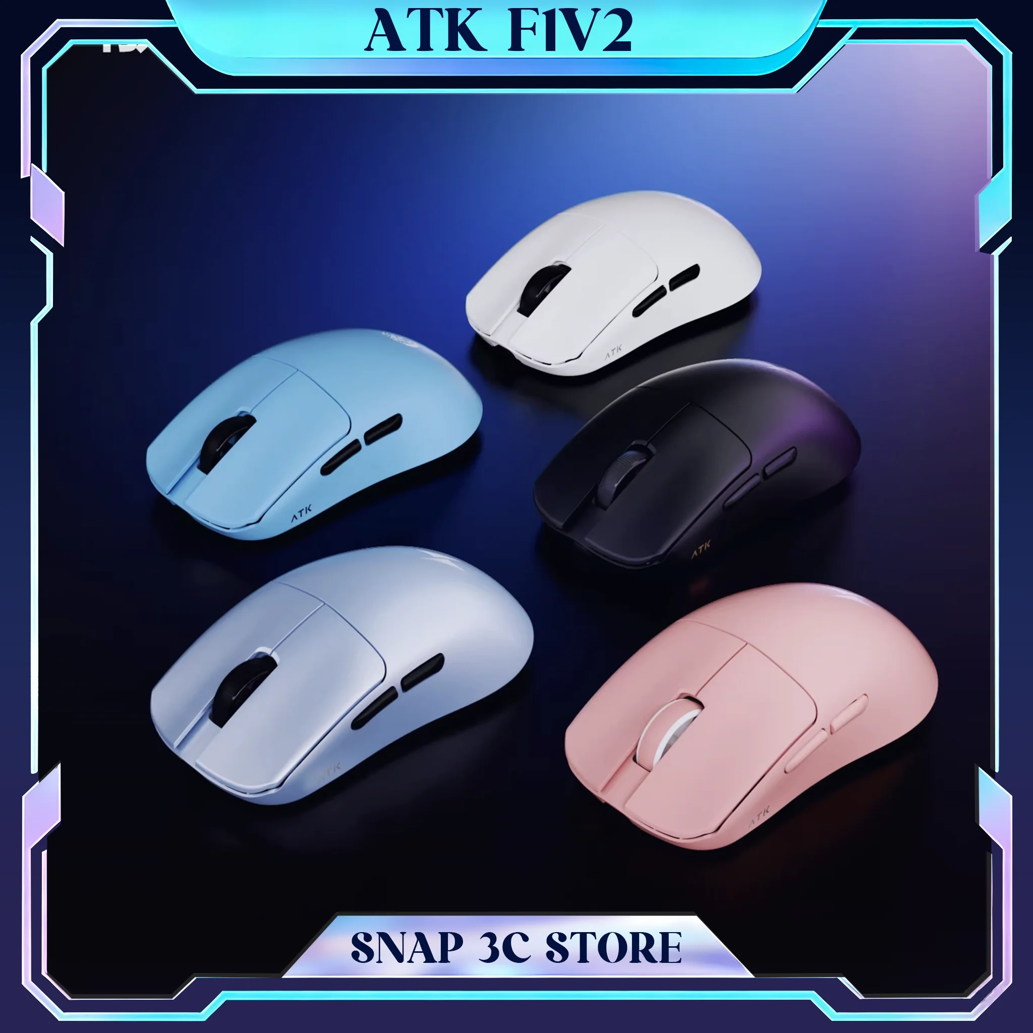 ATK F1 V2 Wireless Gaming Mouse PAW3950 Sensor 8K Symmetrical Ultra Lightweight Esports Mice Small Medium Hands Claw Grip PC