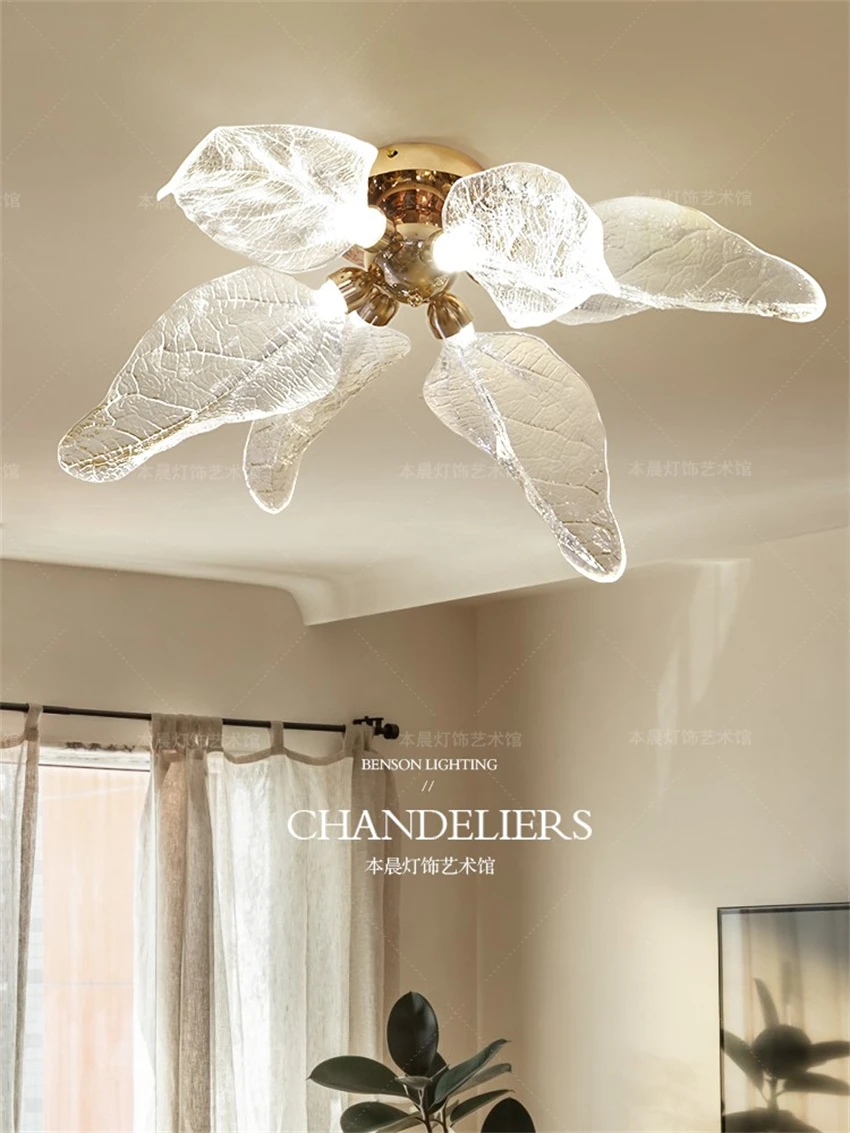 

Luxury Mirror LED Retro Flower Ceiling lights French Living Room Bedroom Lamp Restaurant Hotel Premium Ceiling Lamps fixtures