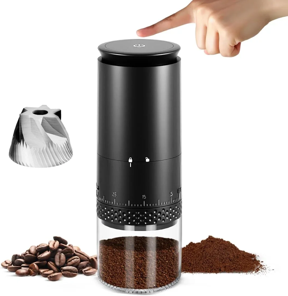 เครื่องบดกาแฟสมาร์ทมินิ SS Core ปรับได้ 38 ระดับ ประสิทธิภาพสูง แบบชาร์จไฟได้ สำหรับการเดินทาง