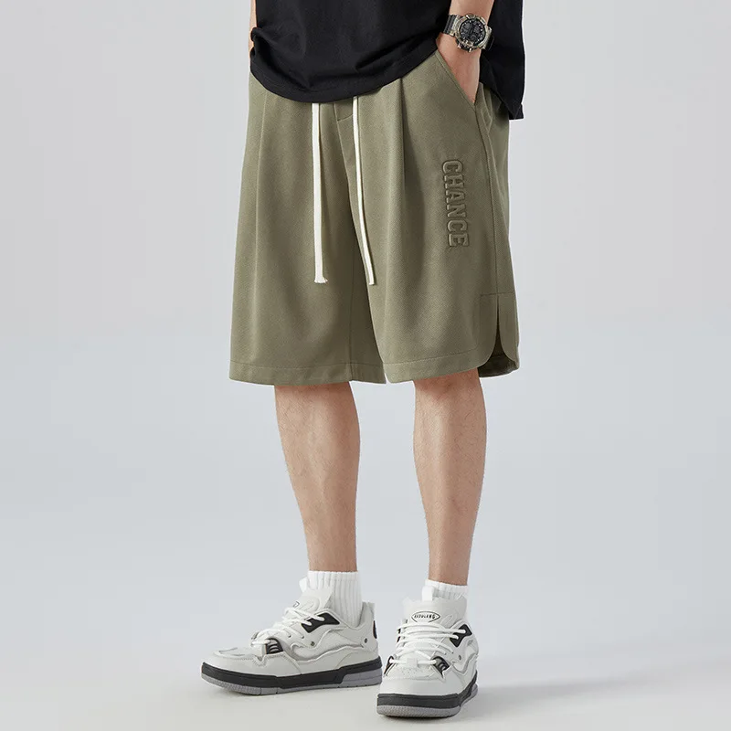 

Мужские орты больших размеров 340, ледяной кислород, ледяной шелк, повседневные спортивные, длиной пять четвертей, уличные рукава, свободного покроя, полиэфирное волокно