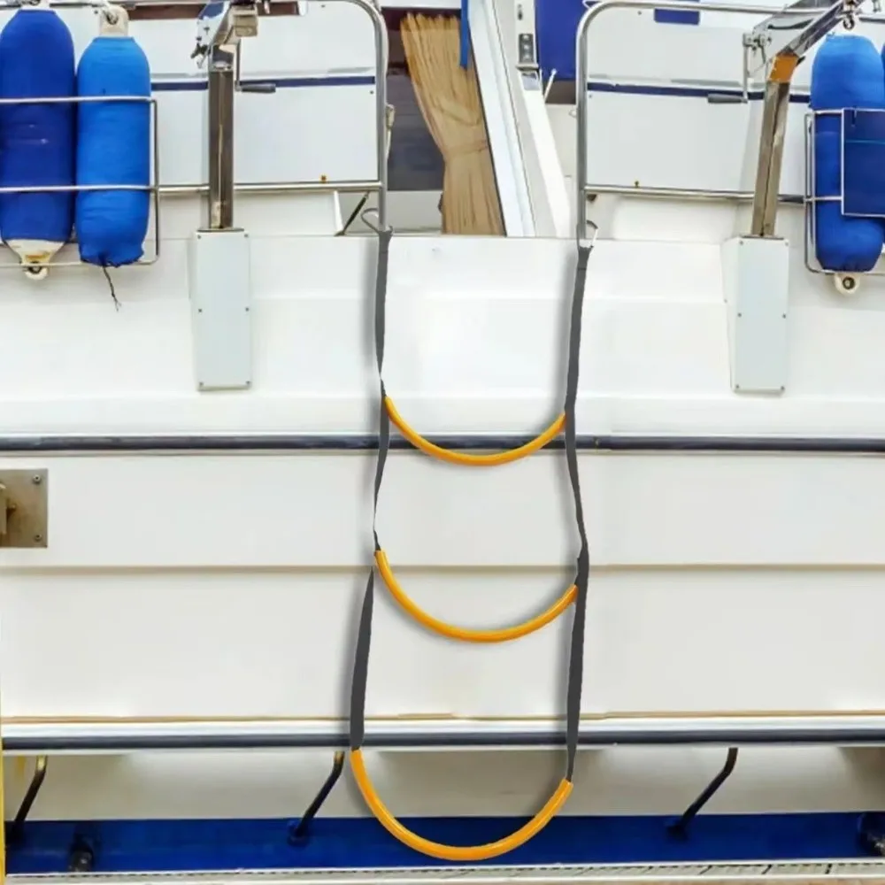 3/4/5 Step Boat Rope Ladder Nylon Heavy Duty Boarding Rope Ladder Reusable High Load-Bearing Yacht Boat Side Hanging Ladder