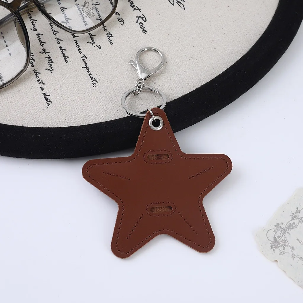 Cute Hanger Pentagram Star Keychain DIY Multi Functional Pu Leather Pendant Cartoon Korean Sunglasses Holder Bag Ornament