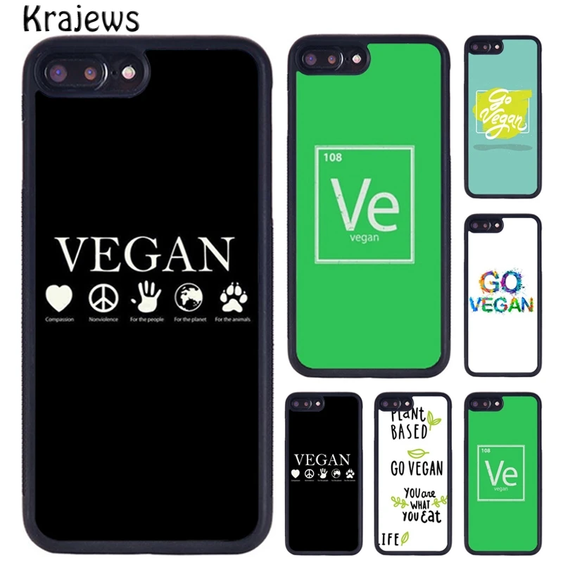 Krajews Vegetarian VEGAN FOOD ANIMAL LOVE Phone Case For iPhone 16 15 14 XR XS 11 12 mini 13 Pro MAX Plus cover coque