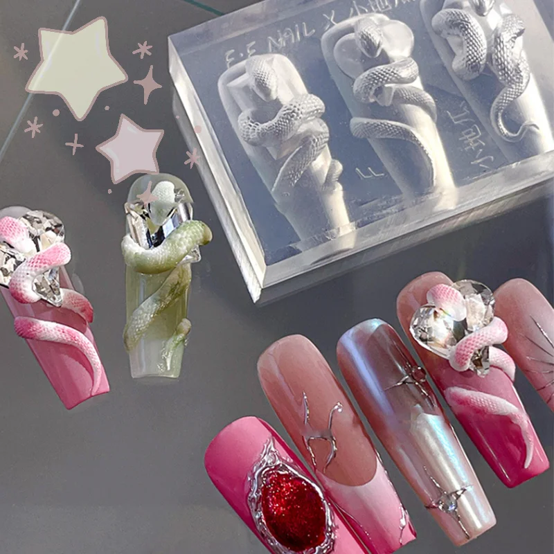 Cartoon Mini Schlange Silikon Nagel Form Stanzen Vorlage Für Stereoskopischen Nagel Dekorationen DIY Maniküre Design Werkzeuge