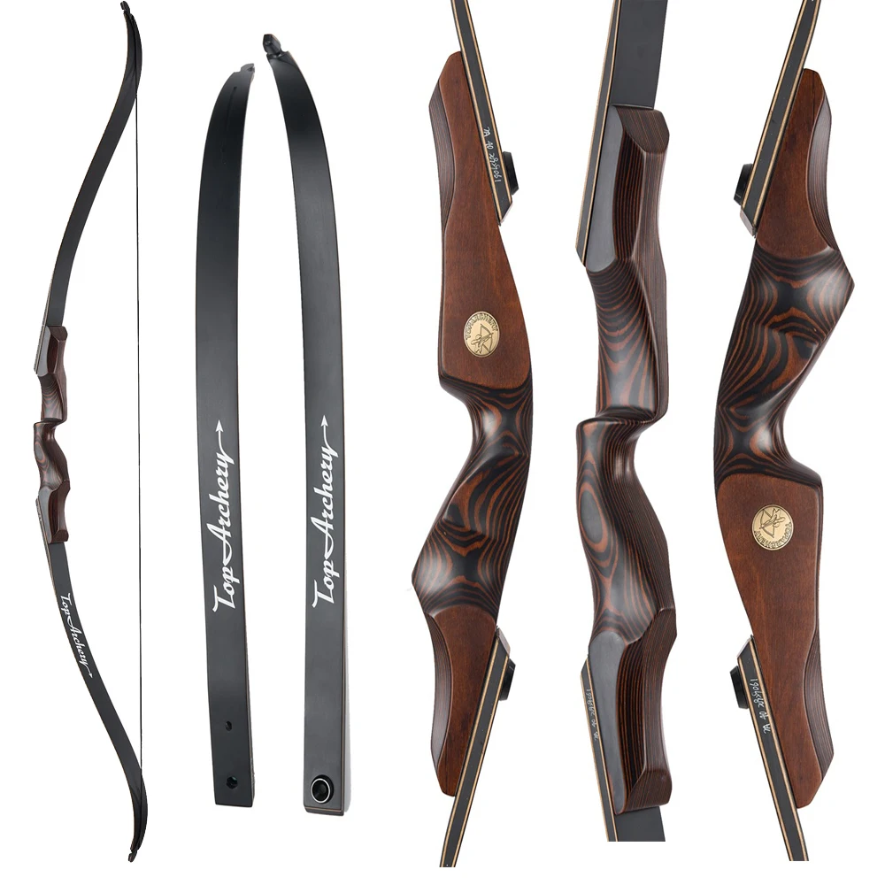 Tiro con arco recurvo de 60 pulgadas, extremidades laminadas para mano derecha, adultos, deportes al aire libre, tiro, accesorios de caza, 30-60 libras