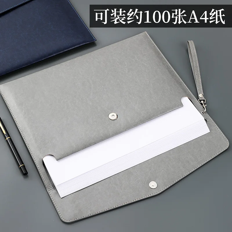 A4 Leather File Folder Data Package Document Organiser Fashion Briefcase Data Contract Bill File Bag School Office Supplies New