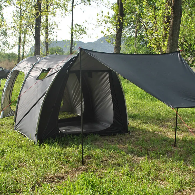 

4-Entry Waterproof Motorcycle Tent with Expansive Canopy: 2-Person Retreat + Bike Storage (Fits 2-3 Motorcycles), Private
