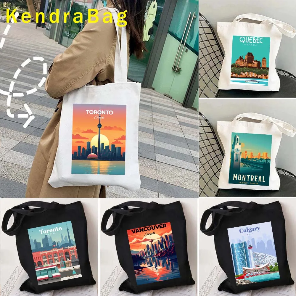 Toronto Quebec Montreal Canada Abstract City Landscape Vancouver Whistler Ottawa Canadian Halifax Calgary Poster Gift Totes Bags