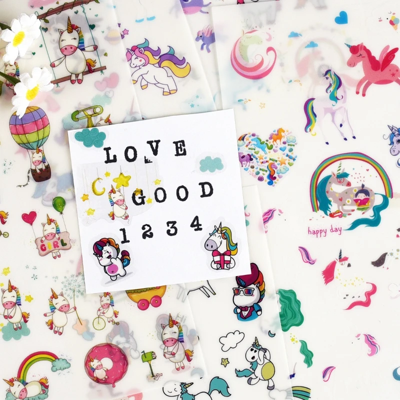 Geschenk Büro Schulbedarf Cartoon Einhorn PVS Aufkleber Kinder und Mädchen Kreatives Tagebuch Handgemachte Dekoration Handbuch Kawai