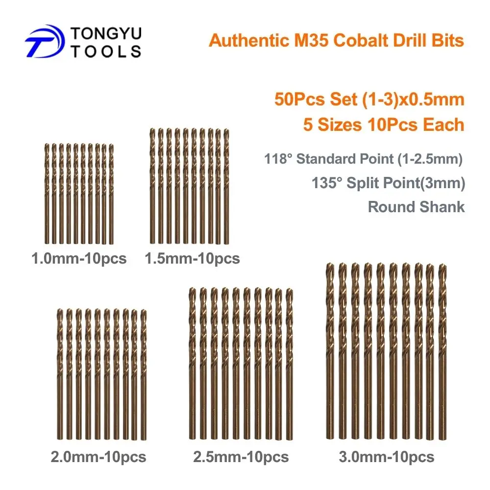 M35 Kobalt-Mikrobohrer-Set 10/30/50 Stück 1-3mm HSS Co5% Spiralbohrer für Edelstahl und Hartmetall – Detail 9