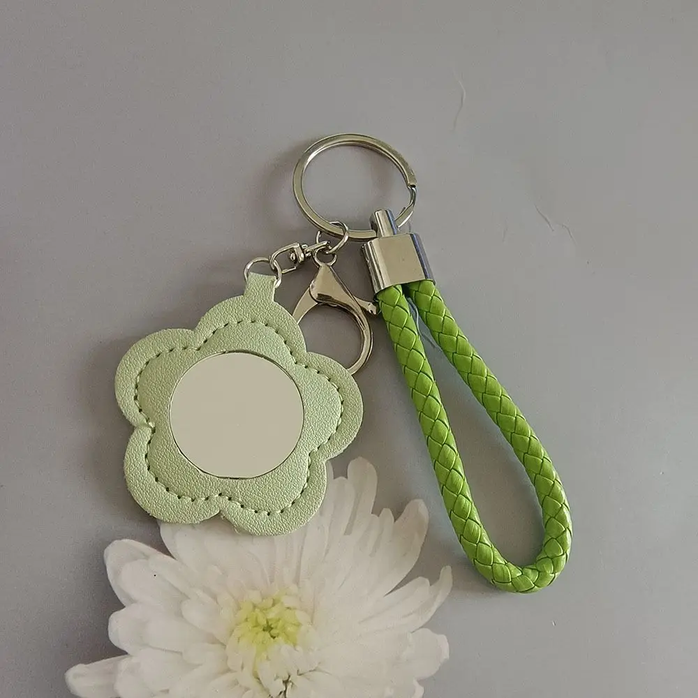 3Pcs Creative PU Flower Shape Mirror Keychain Cute Decorative Floral Keychain Mini Mirror Keychain Car Trinket
