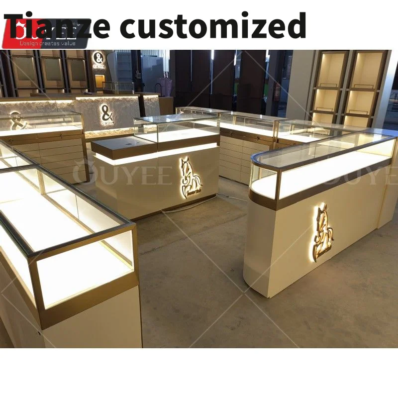 Customized-Jewellery Showcase Manufacturers Custom Jewellery Shop Interior Decoration Glass Cabinet Jewelry Showcase Sale