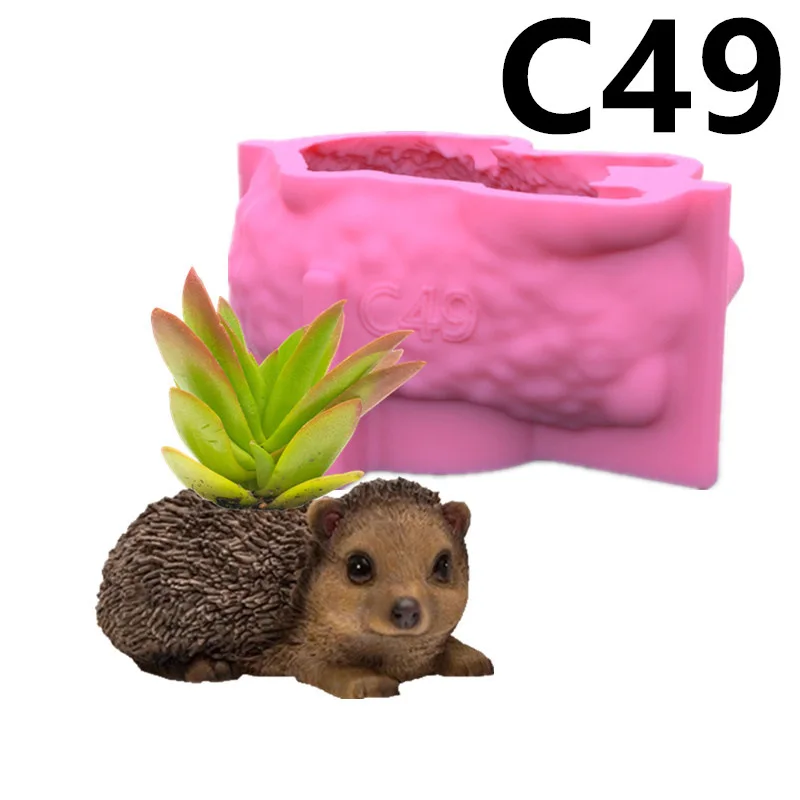 

Cute Hedgehog Succulent Flower Pot Ashtray Pen holder Silicone Mold Making Home Decoration with Epoxy Plaster Cement Handicraft