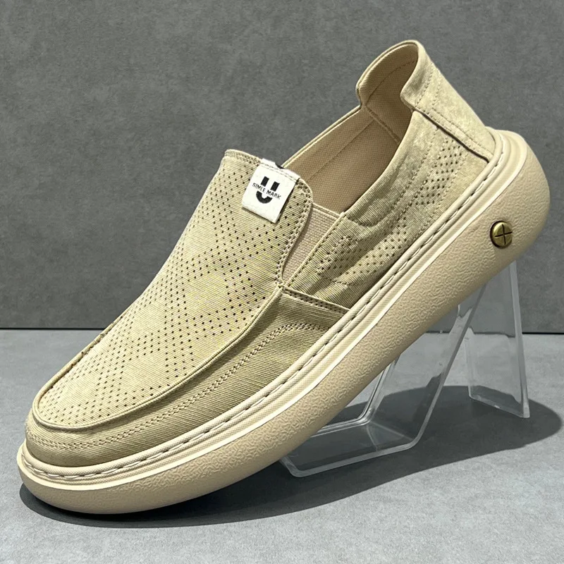 

Men's Summer Breathable Ice Silk Casual Shoes Lightweight Soft Sole Trendy Sneakers for Men Fashionable Slip On