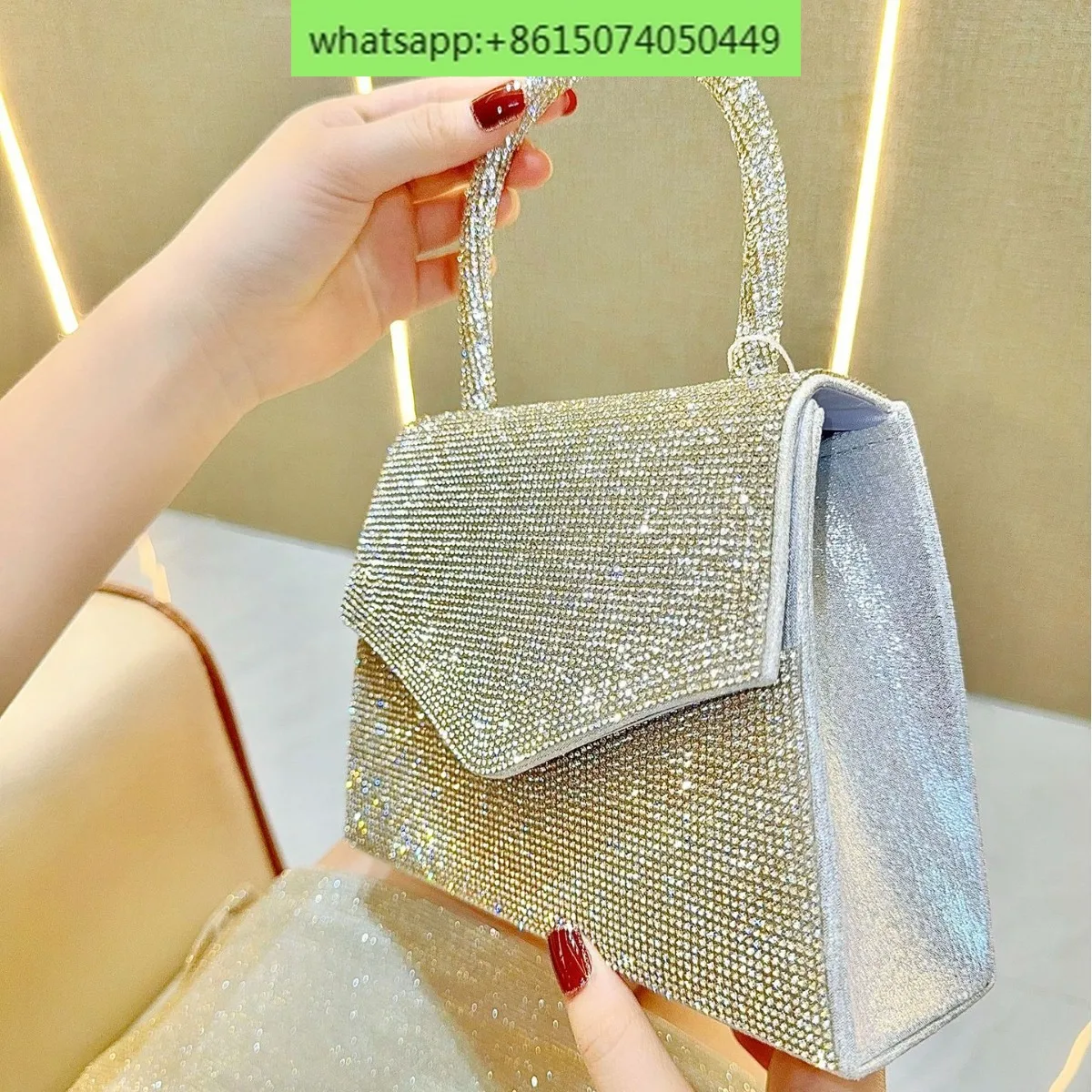 Full of diamonds, banquet chains, small square bags, dinner bags, rhinestone tote bags, crossbody bags