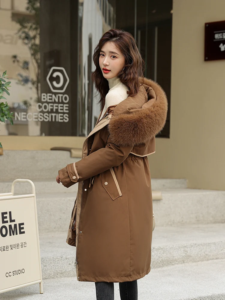 Vielleicht 2023 New -30 Degrees Cotton Padded Fur Hooded Long Parkas Down Winter Jacket Women Thick Warm Coat Female Outerwear