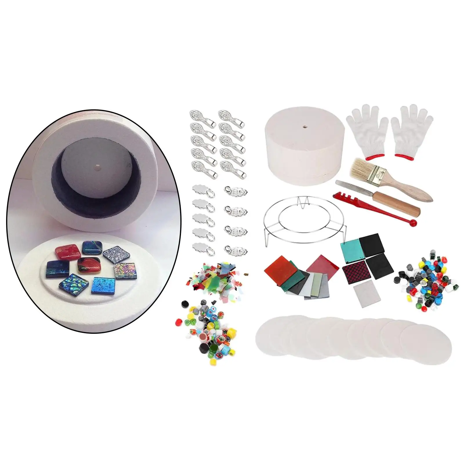 14Pieces Ceramic Microwave Glass Fusing Kit Kiln Paper Findings Starter Tool