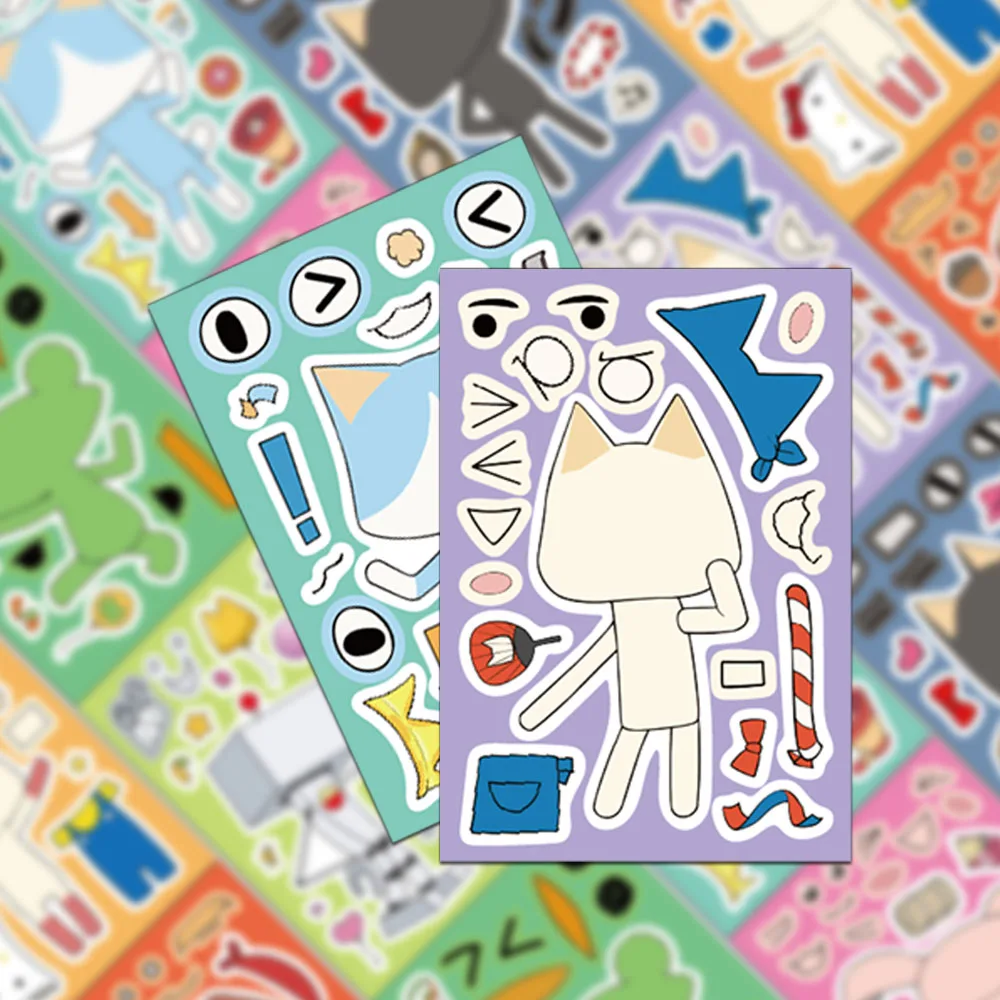 8PCS Creative Cat Cartoon Stickers Decorative Phone Cases, Notebook Water Cups DIY Personalized Waterproof Stickers