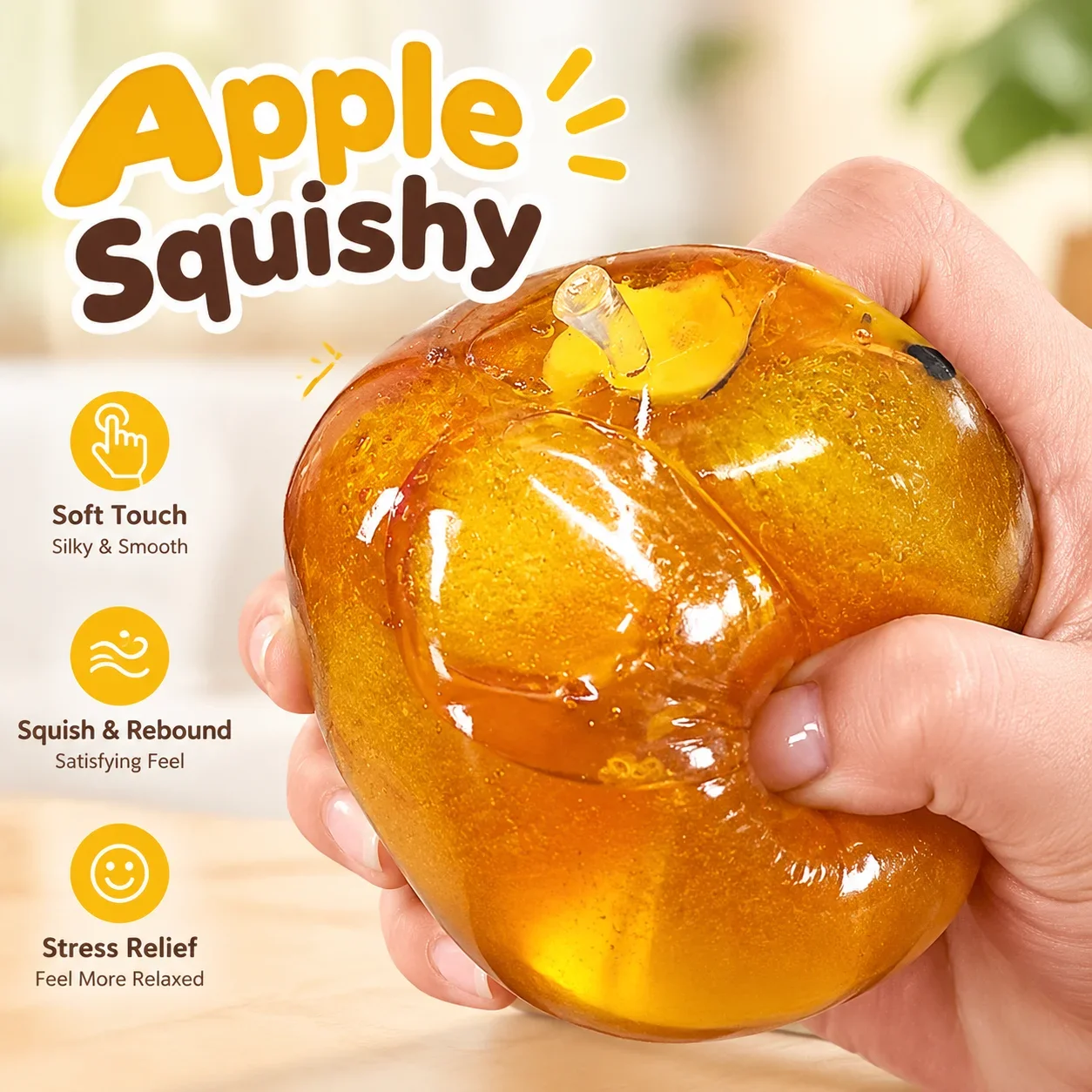 Honey Apple Handmade Squishy Ball Stress Relief Venting Fidget Toy Slow Rising Cute Gift Squeeze Squishy Toy Anxiety Desk Toy
