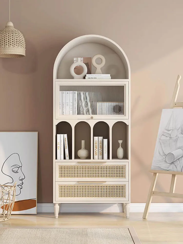 

Solid wood bookcase, children's floor-standing small bookshelf, retro arch decoration, wine cabinet, sideboard