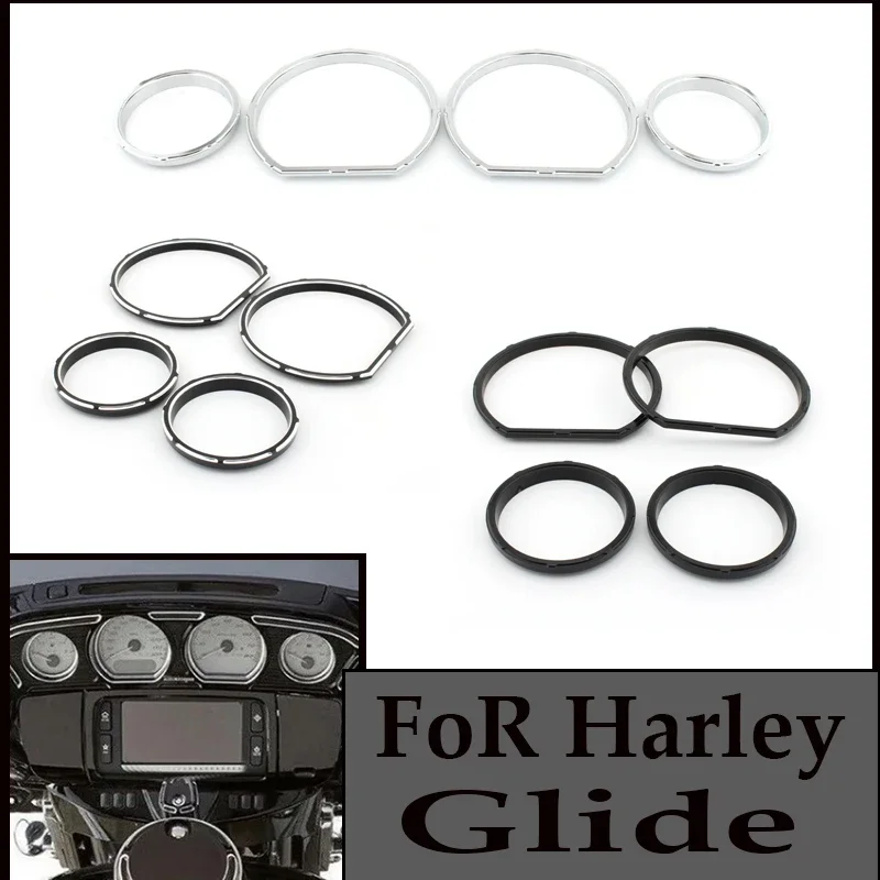 For Harley 2014-later Electra Glide / Street Glide / Ultra Limited 4pcs Motorbike Instrument Speedometer Board Gauge Bezel