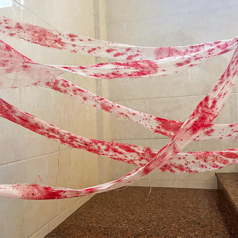 

Дом с привидениями, украшение для домашней сцены, 3 м/5 м, Хэллоуин, кровавая марлевая повязка, предупреждающий изолирующий пояс, реквизит ужасов для вечеринки на Хэллоуин