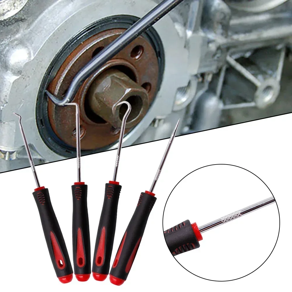 4pcs Car Pick Hook Set, O-Ring Seal Remover, Oil Seal Puller, Auto Repair Tools for Gasket & Seal Repair