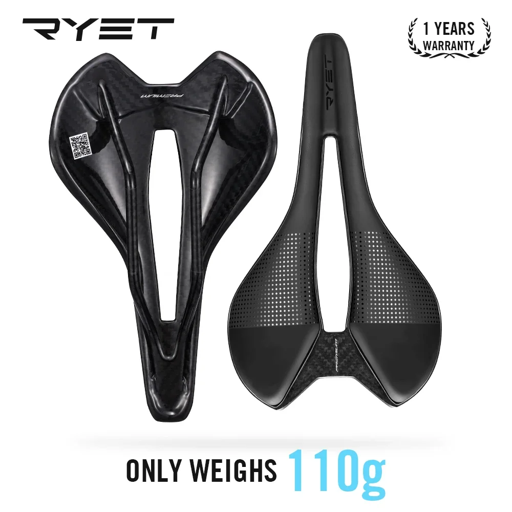 

RYET Full Carbon Bike Saddle SuperLight Racing Bike Saddle 110g 7x9mm Oval Carbon Rails Superflow Road Bicycle Seat Cushion