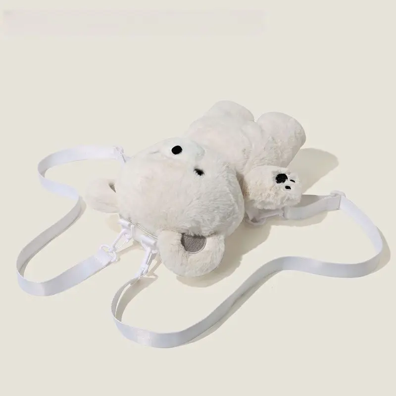 Lolita Fish Bear Cute Plush Backpack Women Versatile Soft Plush Rucksack Cartoon Doll Schoolbag Female Party Cute Knapsack Girls