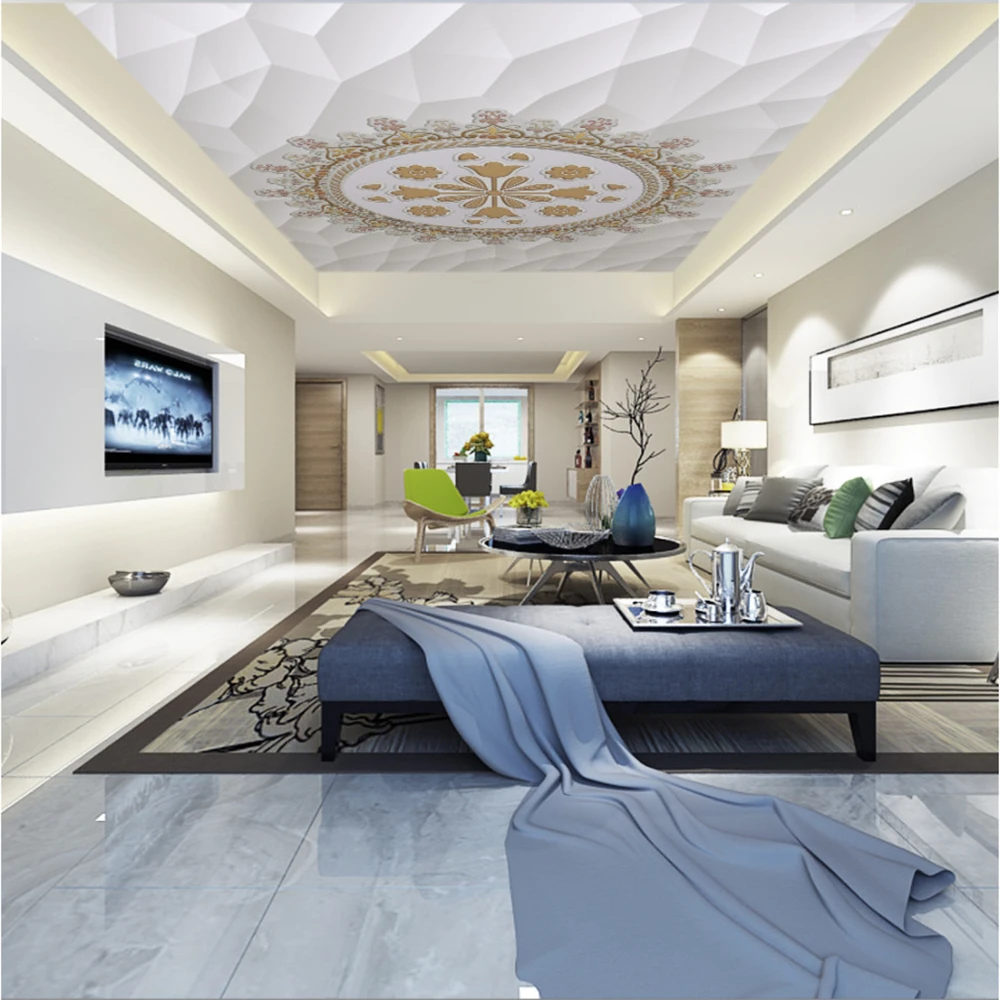 

European reliefs geometric Pattern ceiling Photo Wallpaper 3d Ceiling Mural Living Room Theme Hotel Decor 3d Wallpaper