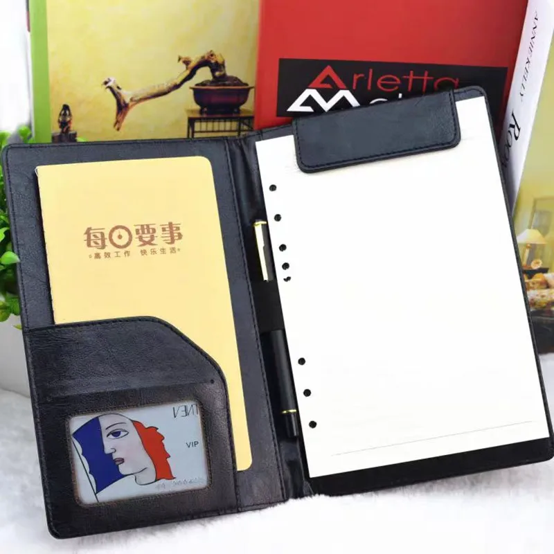 

PU Leather A5 File Folder Clipboard Document Clip Business Meeting Contract Clamp Writing Pad Office School Supply