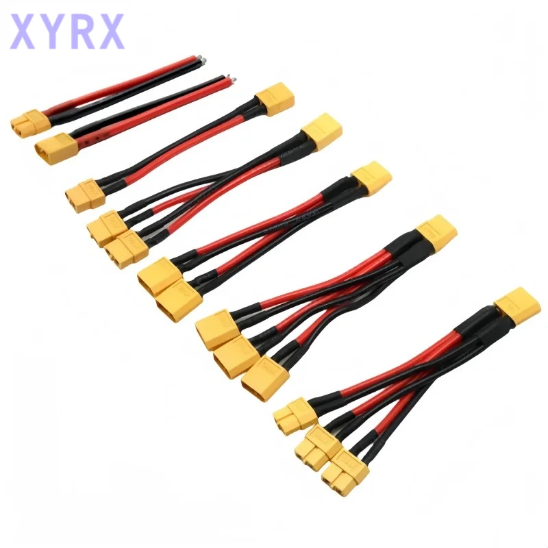 Silicon wire XT60 parallel battery connector male/female cable double extension Y splitter/RC battery motor with 3 way 14AWG