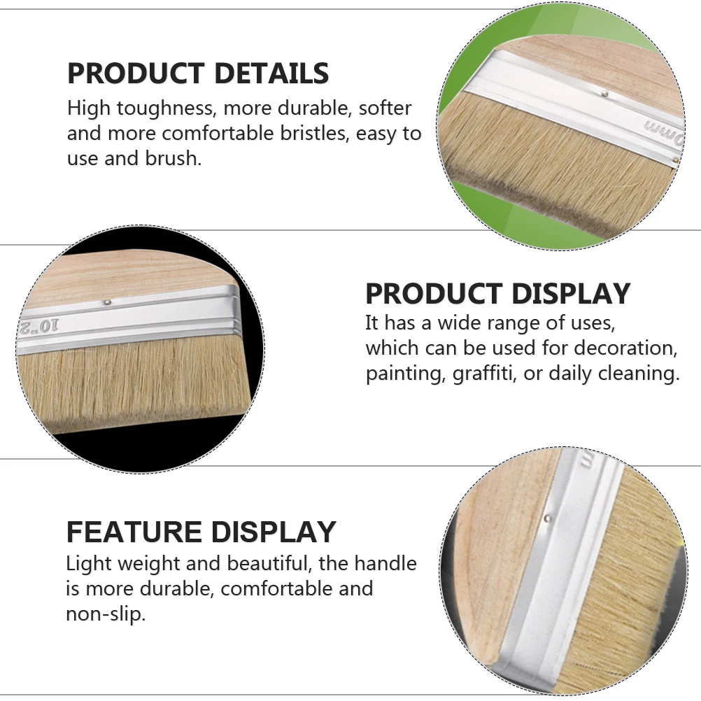 

3Pcs Wooden Handle Mult-functional Bristle Paint Brush Easy Clean Dedusting Tool For Furniture